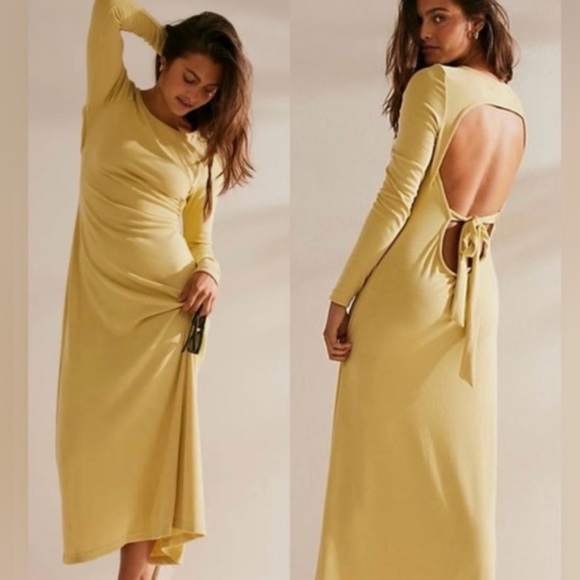 Free people beach Aubre open back essential maxi color yellow - Picture 1 of 2